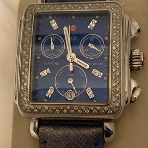 Michele Diamond Watch MW06P01A1956  Silver with Blue Face